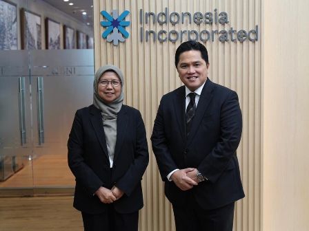 Erick Thohir dan Dir niaga PLN Edi Srimulyanti